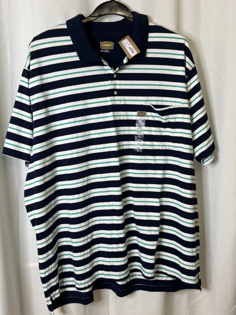 THE FOUNDRY SUPPLY. Co Men’s Size 4XLT Adriatic Green Stripe 100% Cotton Shirt